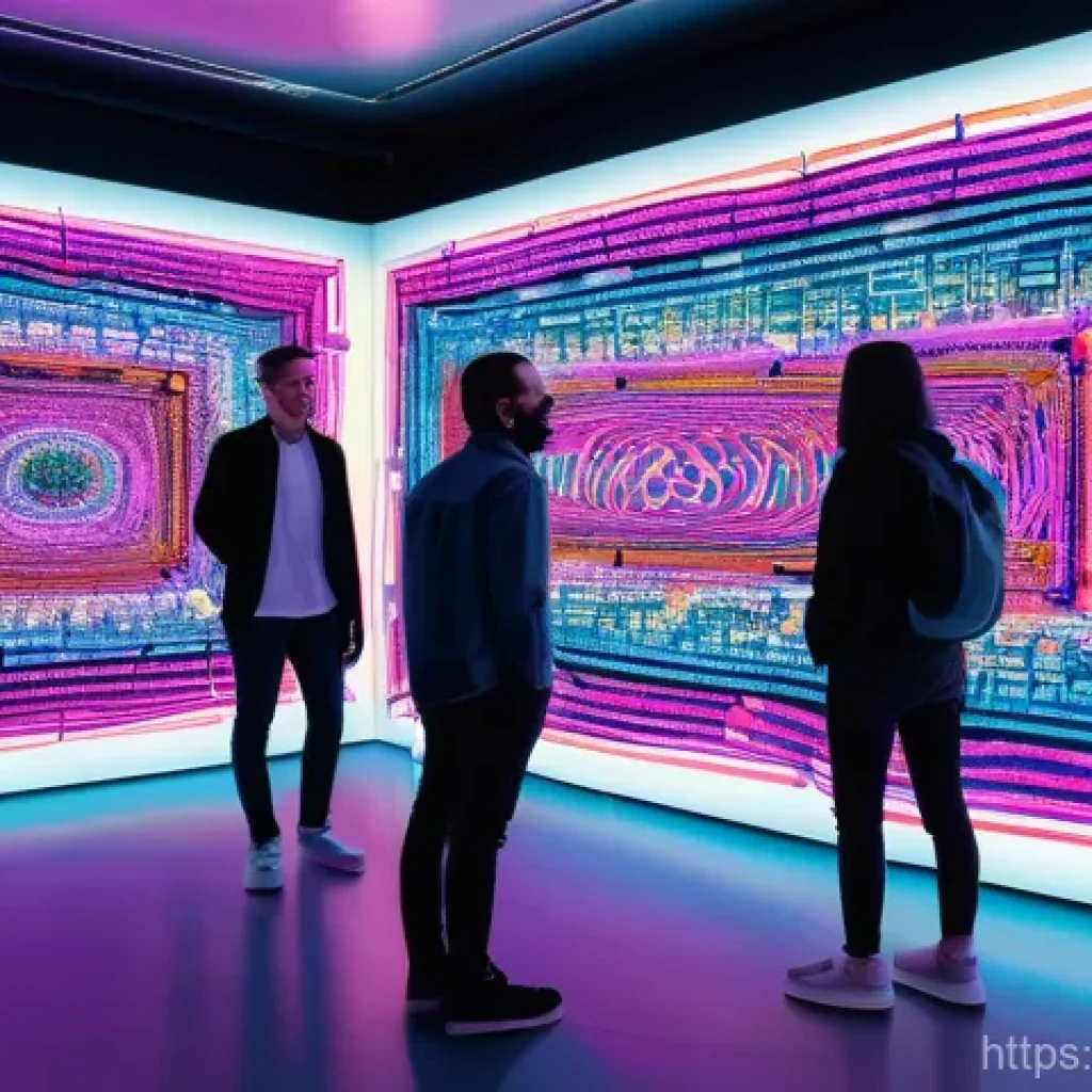 차세대 인터넷 기술 - **Prompt: "A vibrant, modern art gallery in a chic Parisian setting, with diverse visitors of all ag...