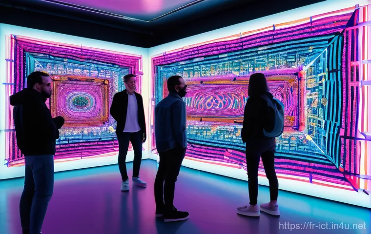 차세대 인터넷 기술 - **Prompt: "A vibrant, modern art gallery in a chic Parisian setting, with diverse visitors of all ag...